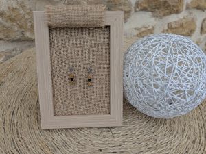 Boucle d'oreille cylindre noir & or