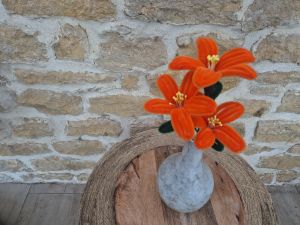 Lys 3 fleurs orange foncé